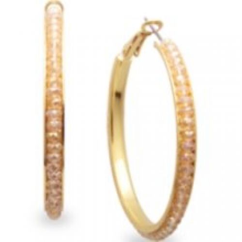 c.A.K.e. by Ali Khan Earrings, Champagne Glass Bead Hoop Earrings